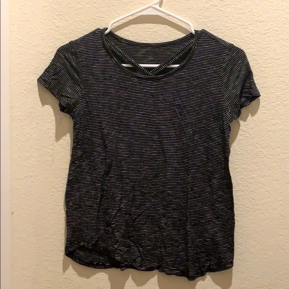 Kids LARGE Black and White Striped Tee